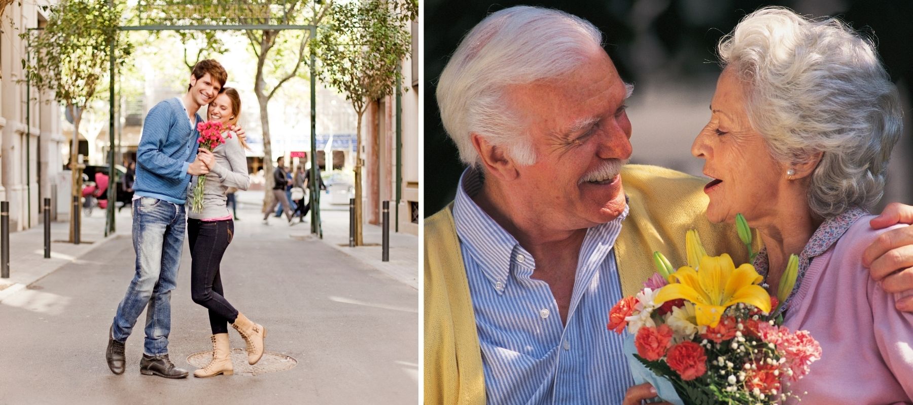 loving couple with flowers