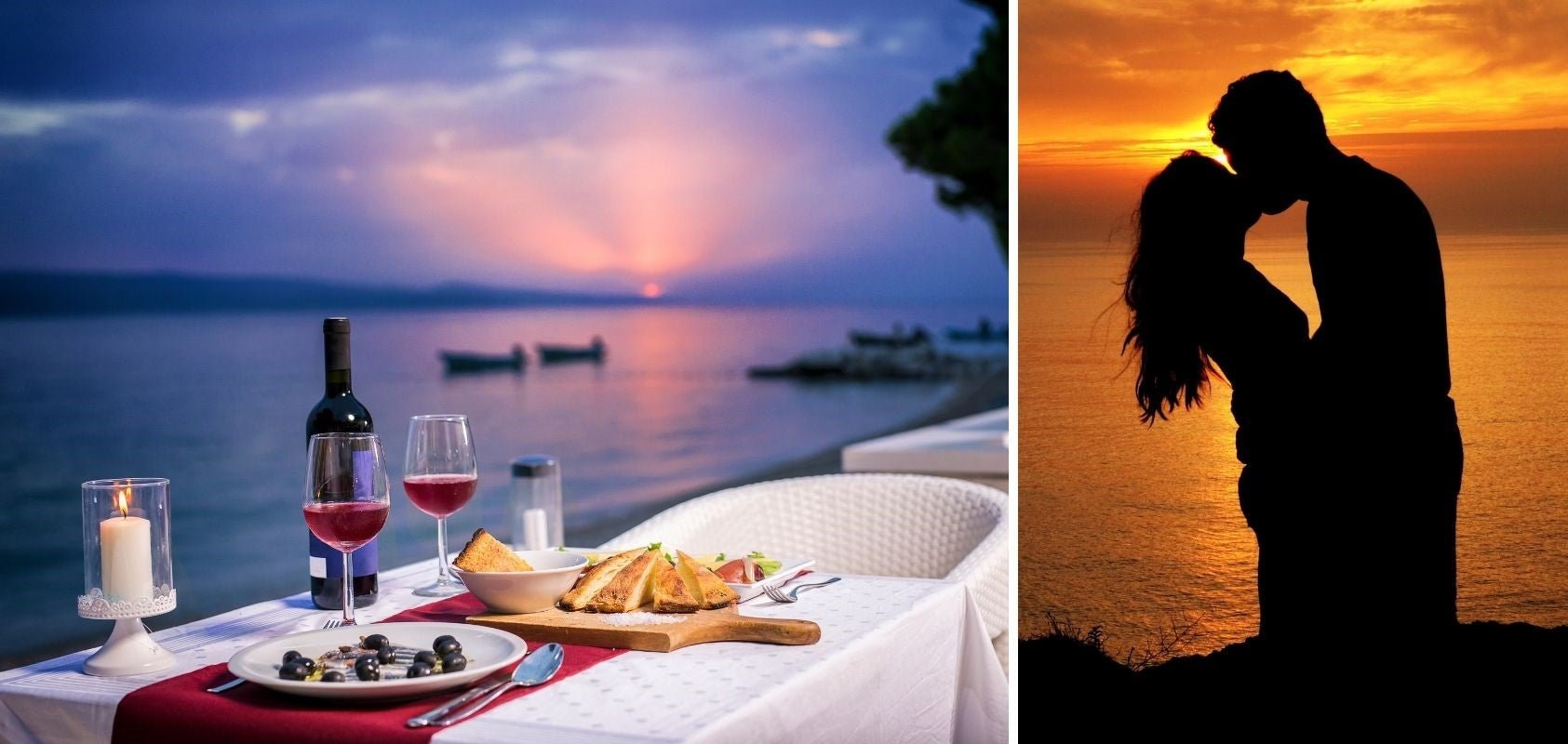 repas au bord de l'eau couple romantique