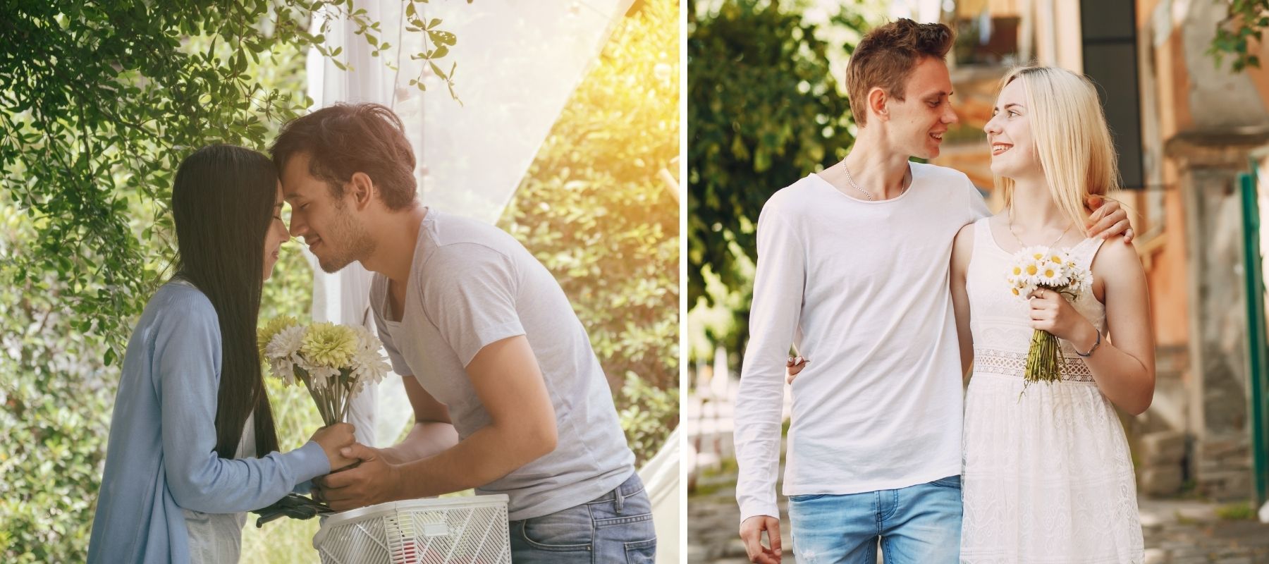 couple amoureux des fleurs