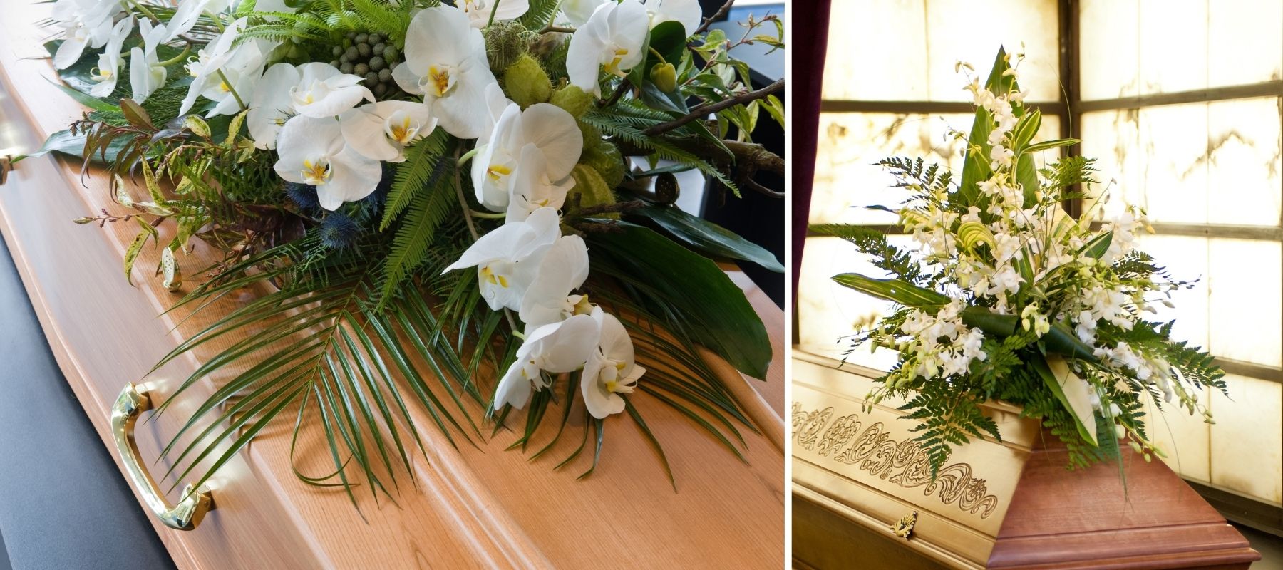 Arrangements de fleurs blanches pour les funérailles
