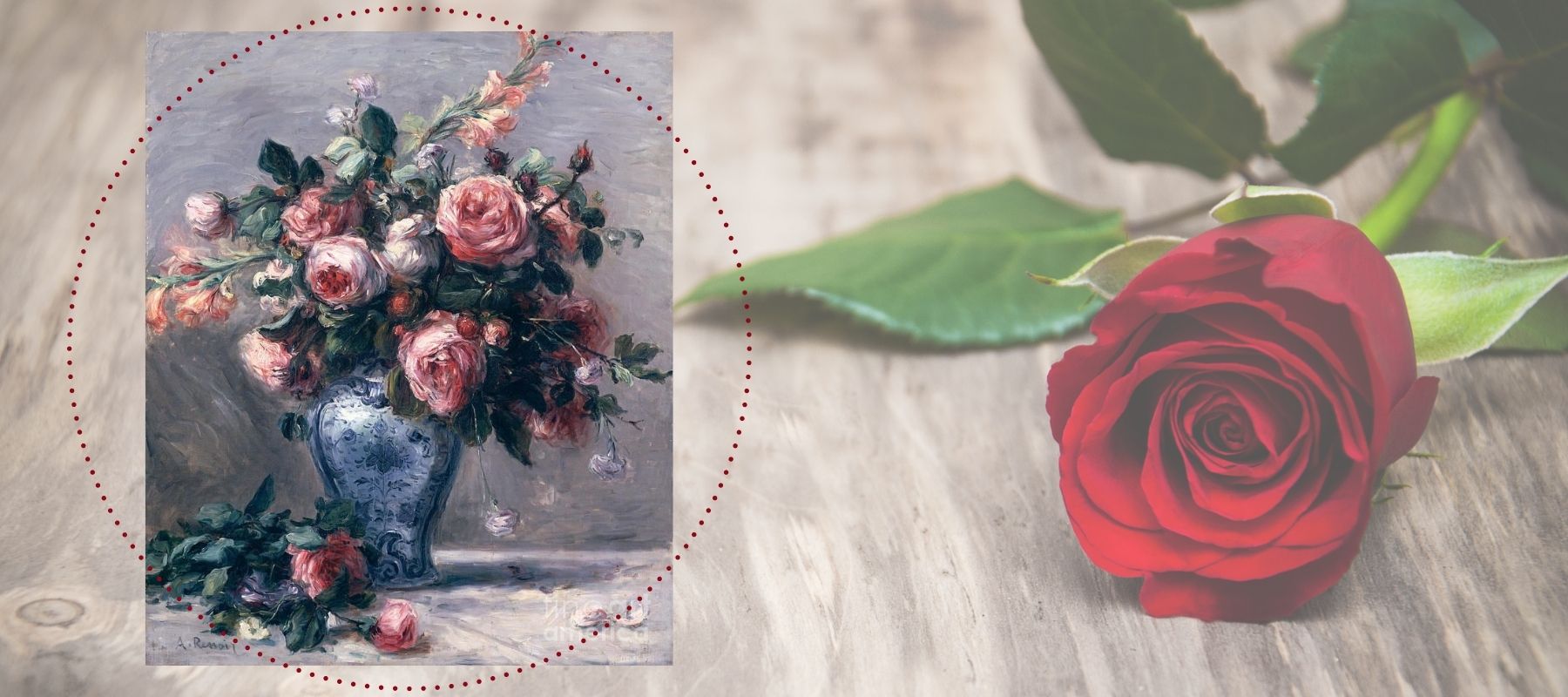 vase of roses by Pierre-Auguste Renoir red rose