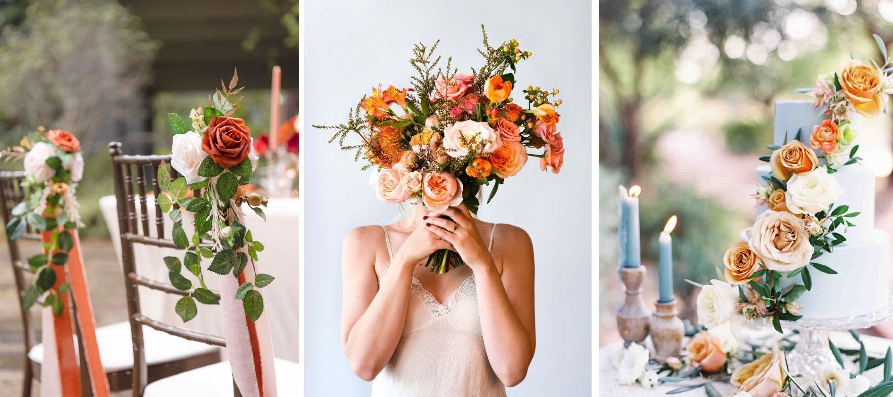 orangefarbene Hochzeit Blumenschmuck