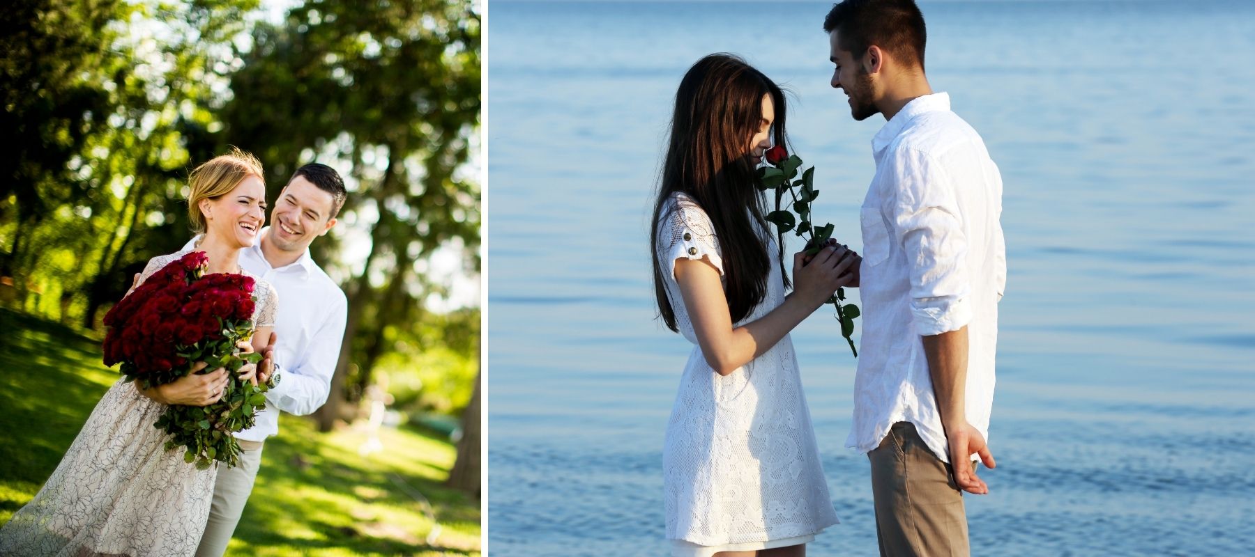 couple avec bouquet de roses
