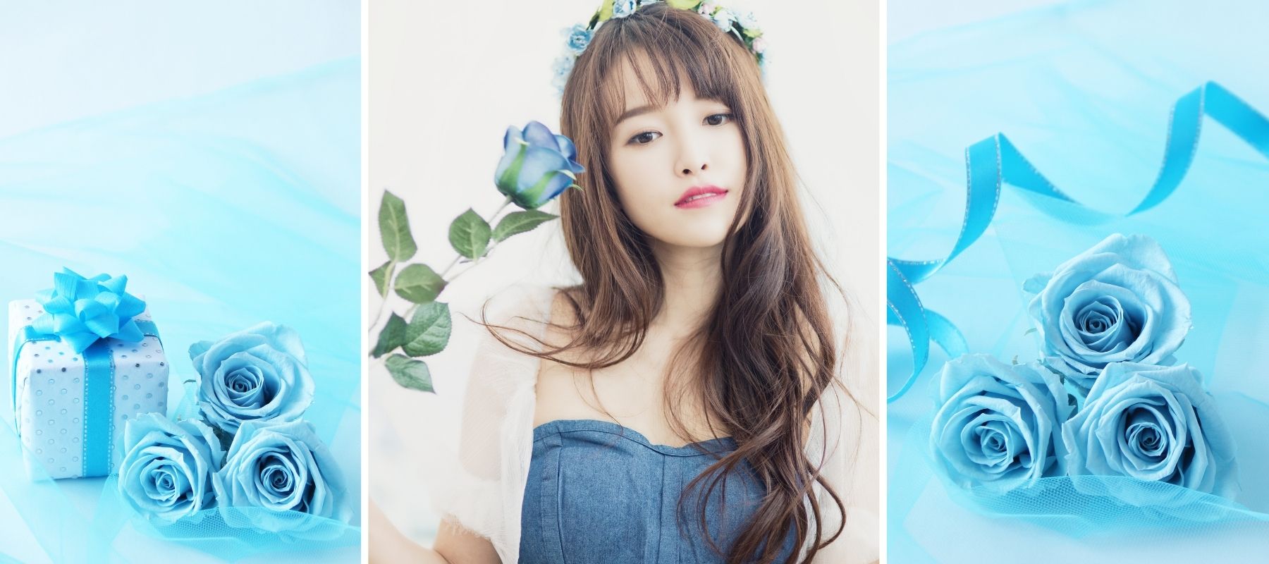 bleu ciel rose femme