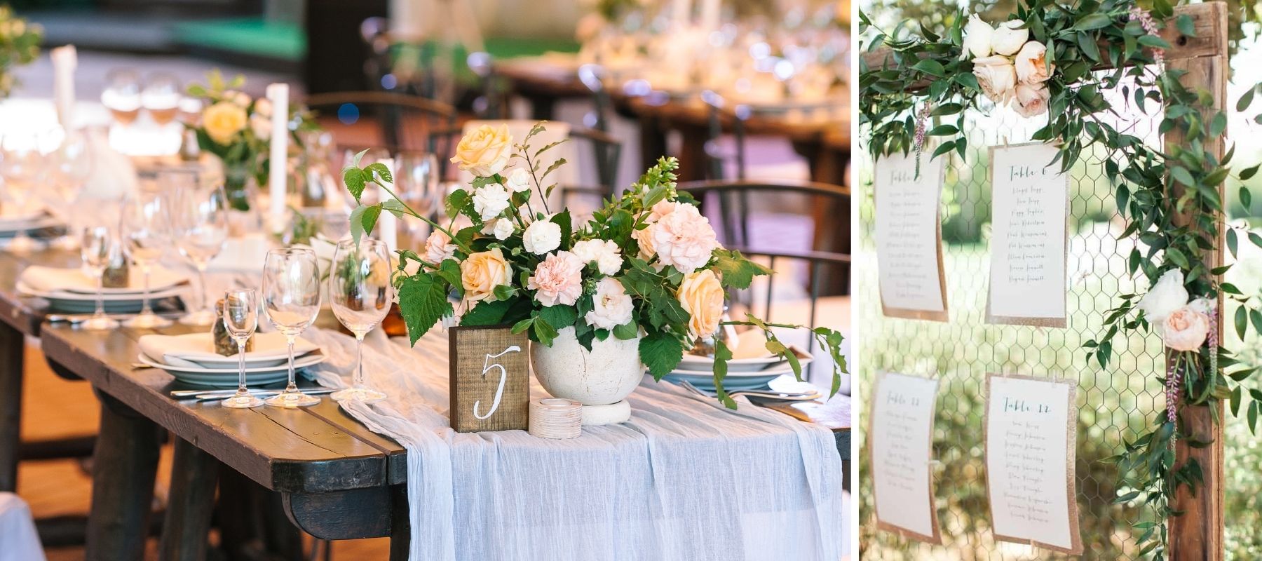 Bohemian Wedding Flower Table Plan