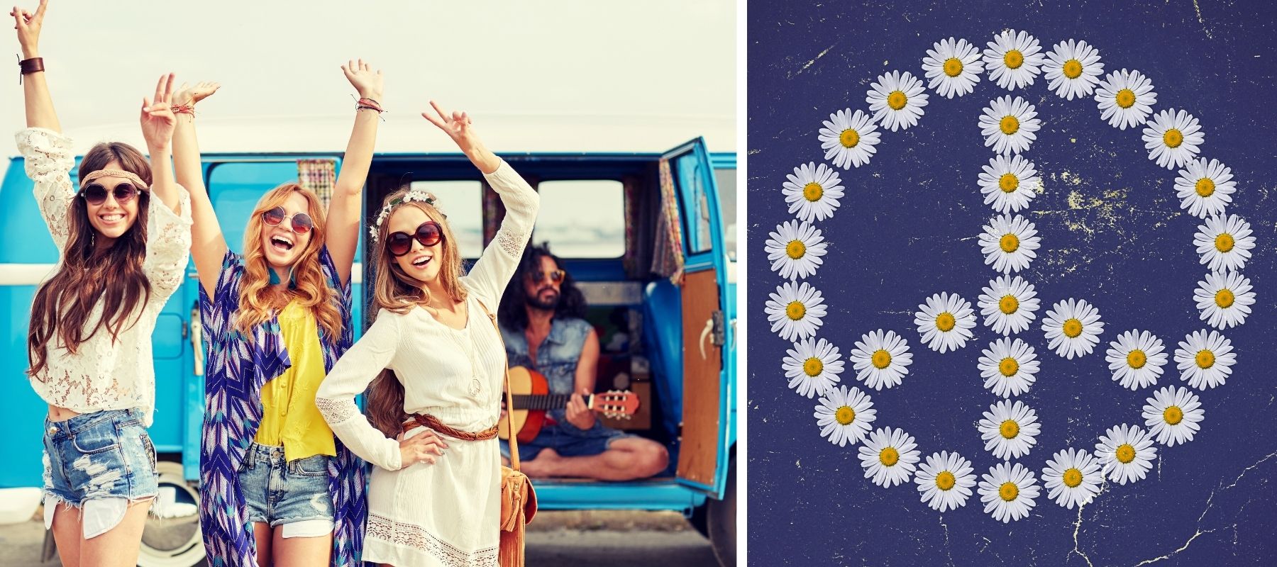 Les hippies avec Peace and Love