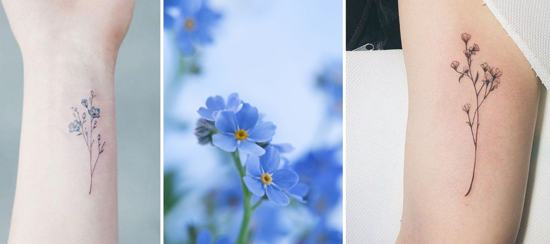Vergissmeinnicht und Baby's Breath Tattoo