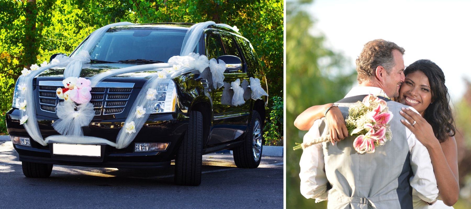 décoration de voiture de mariage personnalisée