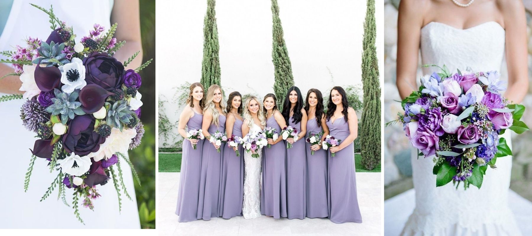 lilac wedding bridesmaids bouquet