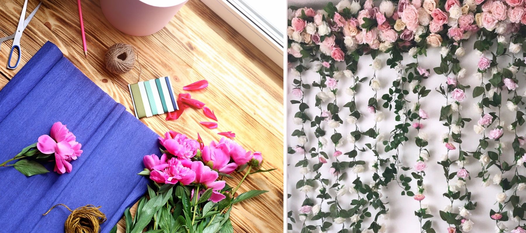 florale wandgirlande kreative werkzeuge