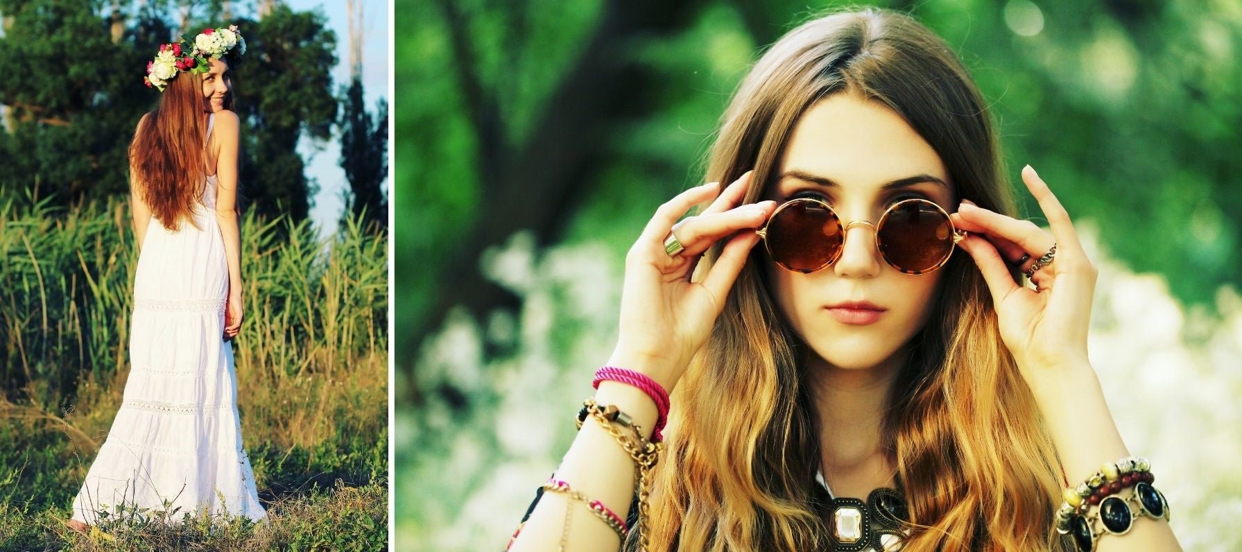 boho chic runde Brille floral Krone