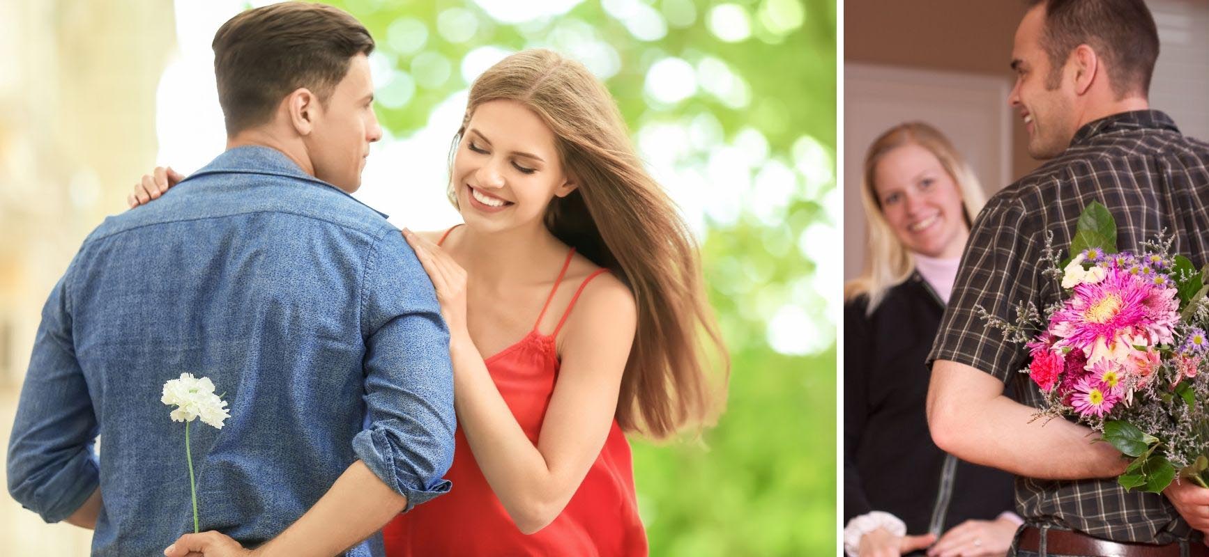 Hinten versteckte Blume für ein erstes Date