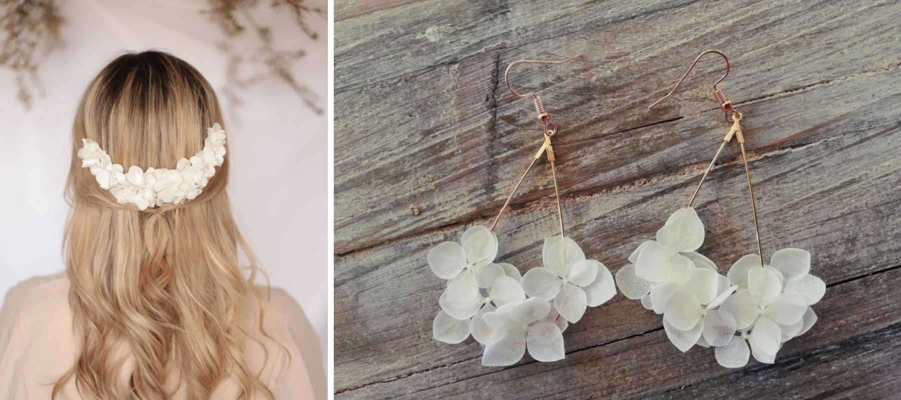 bijoux hortensia couronne de fleurs avec fleurs préservées