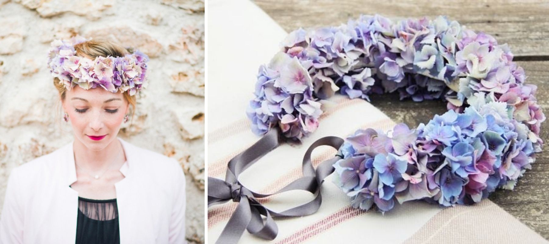 couronne de fleurs d'hortensia