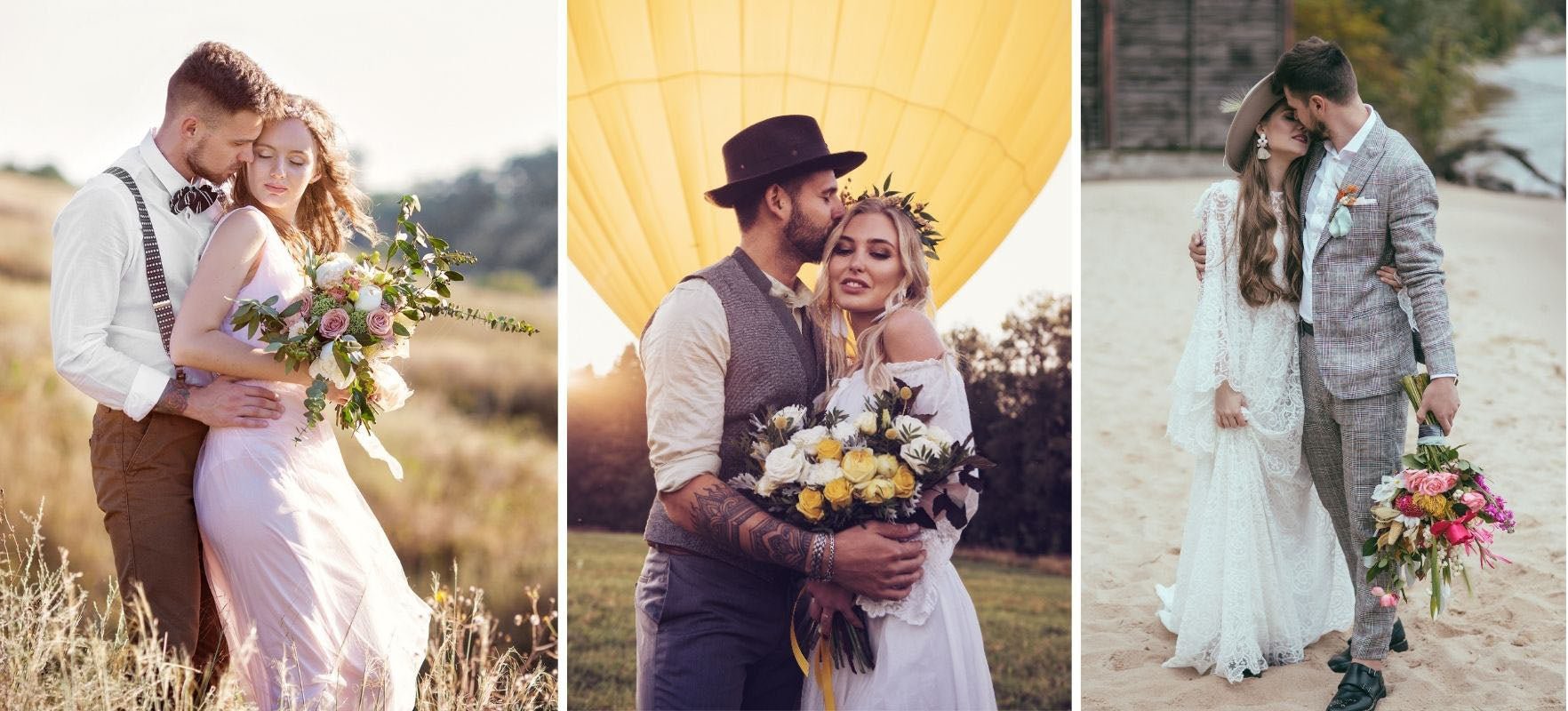 Mann Paar rustikale böhmische Hochzeit